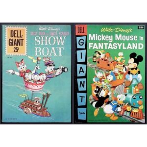 Walt Disney Dell Giant Comic Book #1 & #55 Mickey Mouse‎ Key Vintage Lot